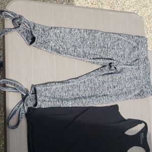 Workout crop pants and tank top.